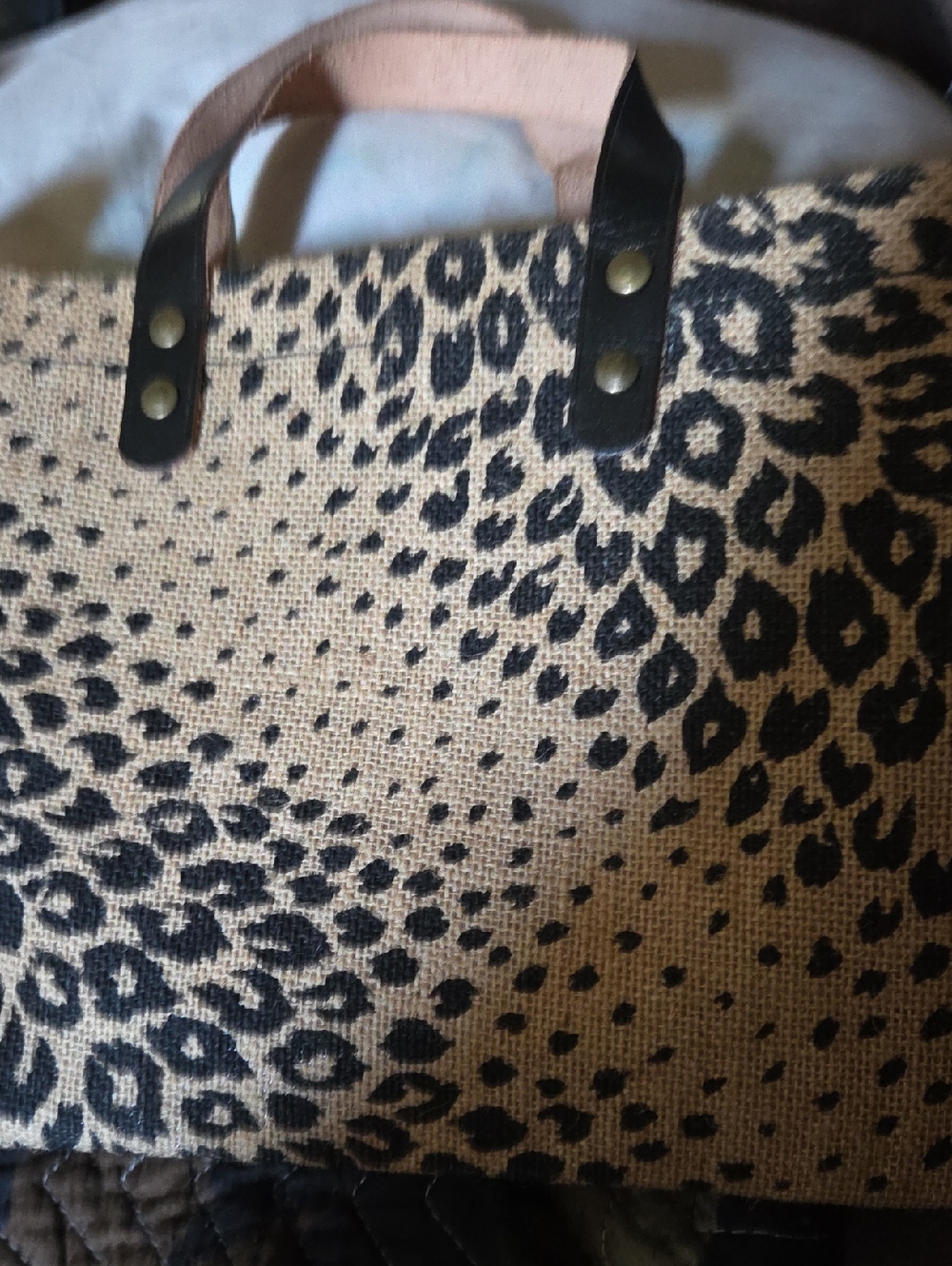 Source Unknown Leopard-Print Canvas Tote in Tan and Black